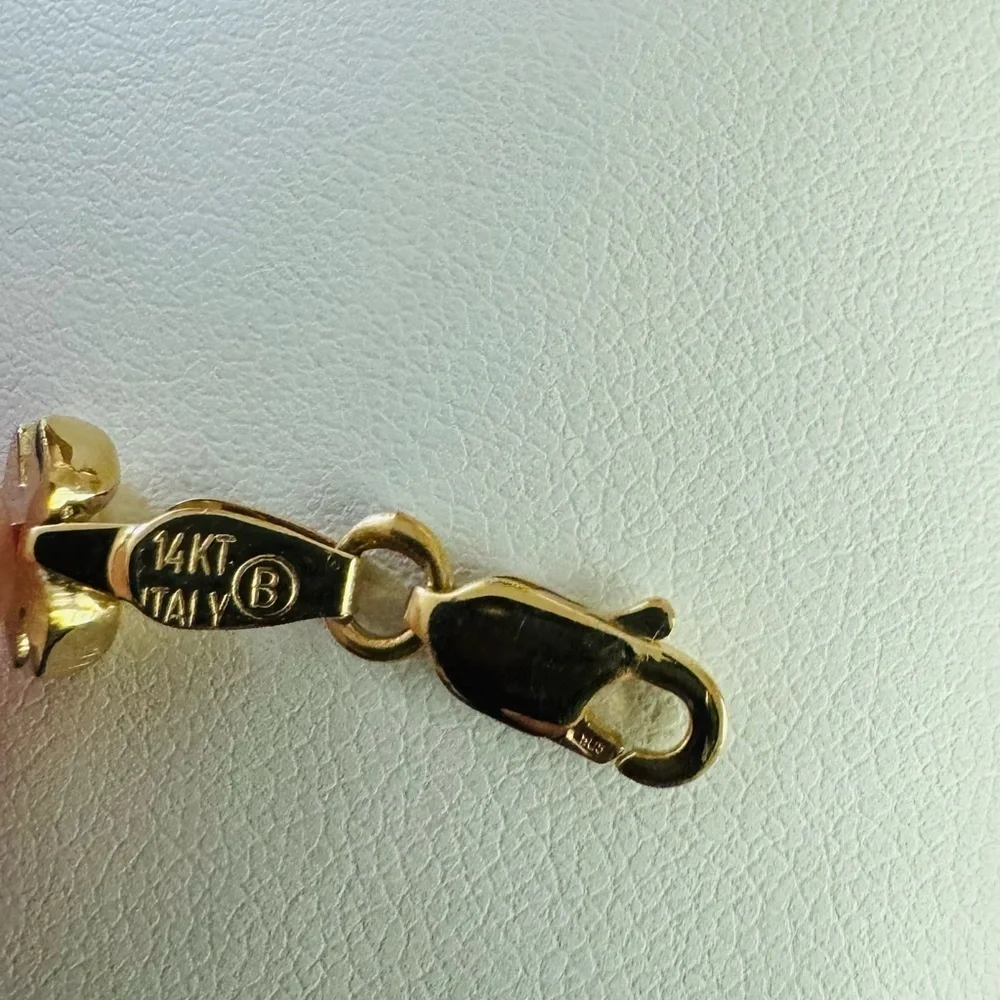 14K Yellow Gold Flower Bracelet Italy